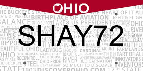 SHAY72 Ohio License Plate