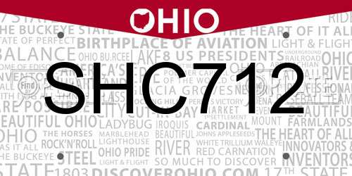 SHC712 Ohio License Plate