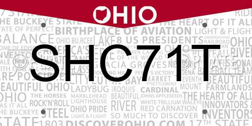 SHC71T Ohio License Plate