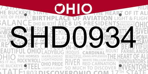 SHD0934 Ohio License Plate