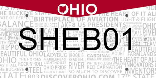 SHEB01 Ohio License Plate