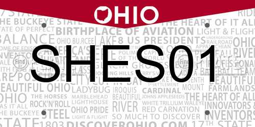 SHES01 Ohio License Plate