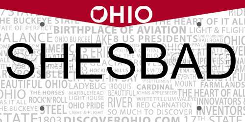 SHESBAD Ohio License Plate