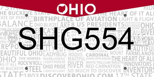 SHG554 Ohio License Plate