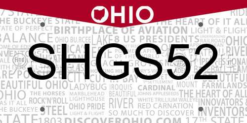 SHGS52 Ohio License Plate