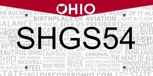 SHGS54 Ohio License Plate