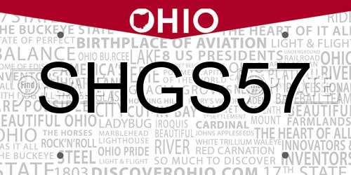 SHGS57 Ohio License Plate