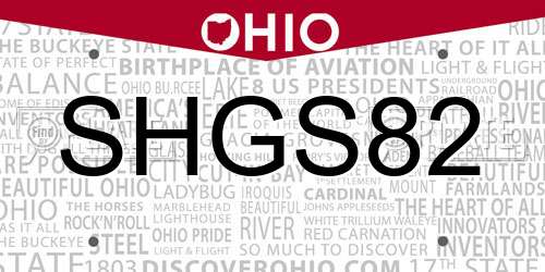 SHGS82 Ohio License Plate