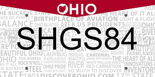 SHGS84 Ohio License Plate
