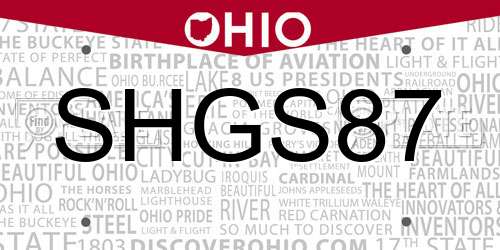 SHGS87 Ohio License Plate