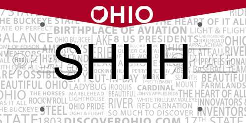 SHHH Ohio License Plate