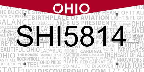 SHI5814 Ohio License Plate