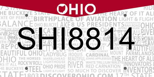 SHI8814 Ohio License Plate