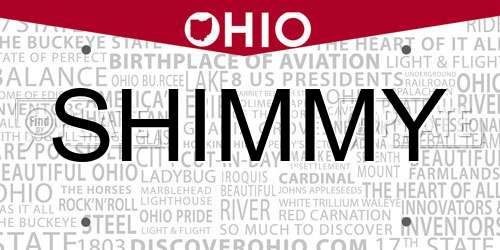 SHIMMY Ohio License Plate