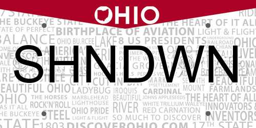 SHNDWN Ohio License Plate