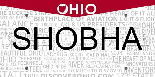SHOBHA Ohio License Plate