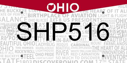 SHP516 Ohio License Plate