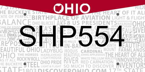 SHP554 Ohio License Plate