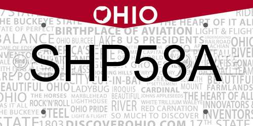 SHP58A Ohio License Plate
