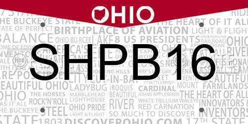 SHPB16 Ohio License Plate