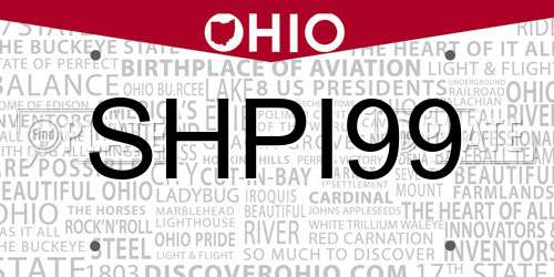 SHPI99 Ohio License Plate
