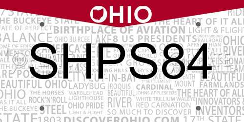 SHPS84 Ohio License Plate