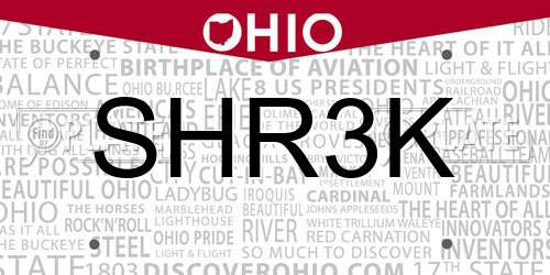 SHR3K Ohio License Plate