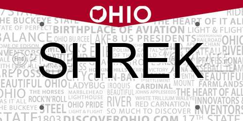SHREK Ohio License Plate