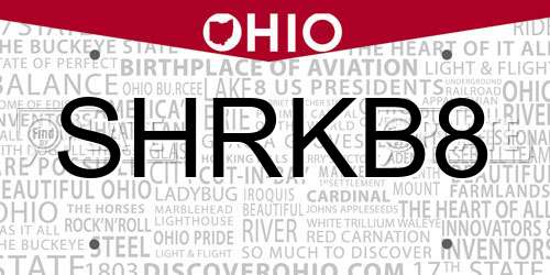 SHRKB8 Ohio License Plate