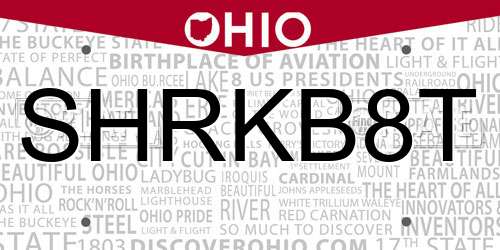SHRKB8T Ohio License Plate