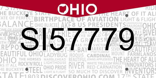 SI57779 Ohio License Plate