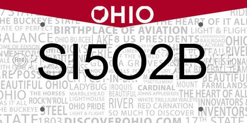 SI5O2B Ohio License Plate
