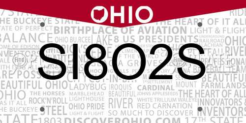 SI8O2S Ohio License Plate