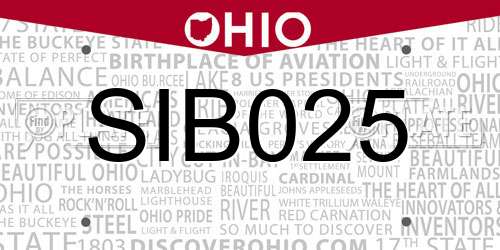 SIB025 Ohio License Plate