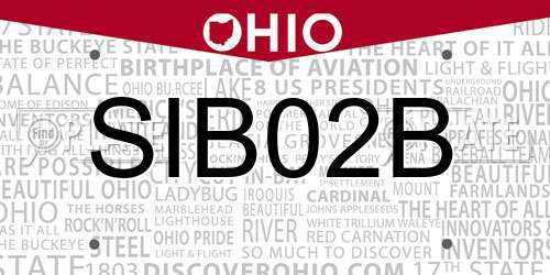 SIB02B Ohio License Plate