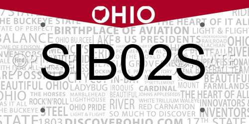 SIB02S Ohio License Plate