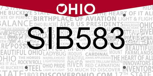 SIB583 Ohio License Plate