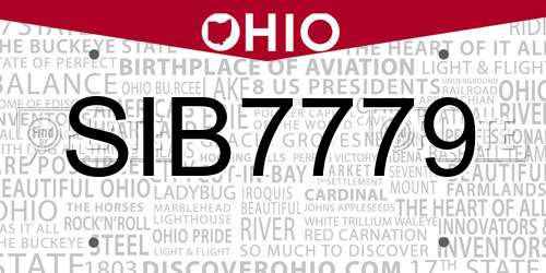 SIB7779 Ohio License Plate