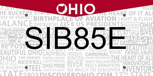 SIB85E Ohio License Plate