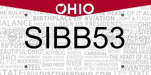 SIBB53 Ohio License Plate
