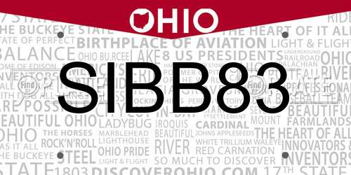 SIBB83 Ohio License Plate