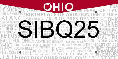 SIBQ25 Ohio License Plate