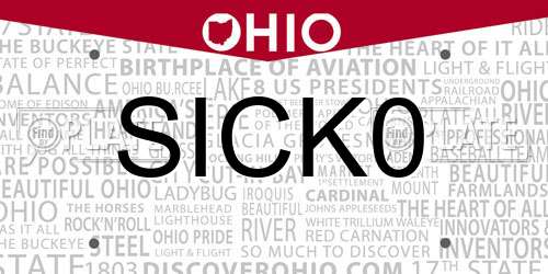 SICK0 Ohio License Plate