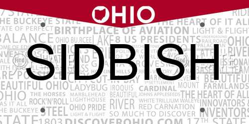 SIDBISH Ohio License Plate