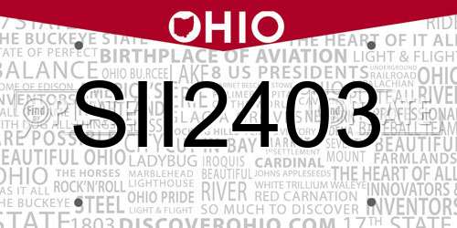 SII2403 Ohio License Plate