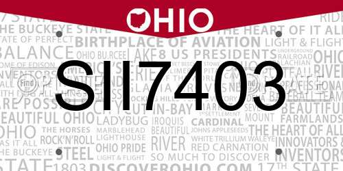 SII7403 Ohio License Plate