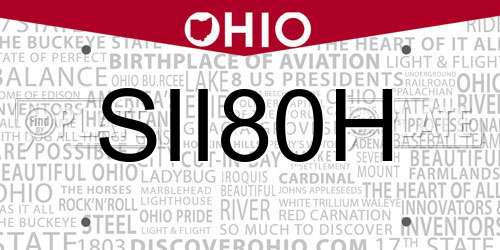 SII80H Ohio License Plate