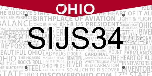 SIJS34 Ohio License Plate