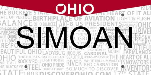 SIMOAN Ohio License Plate