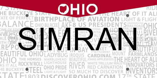SIMRAN Ohio License Plate